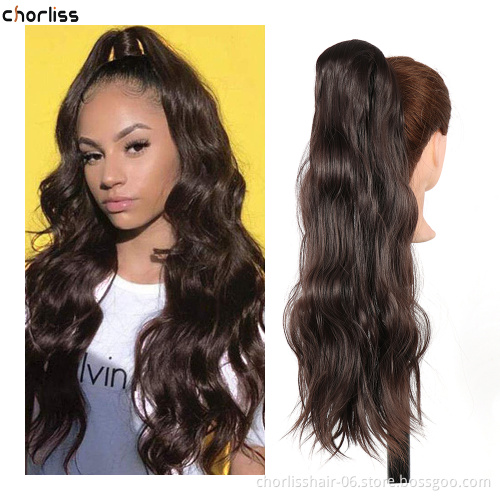 Factory Price Top quality Different Color Chorliss For Kids Water Wave Ponytail Synthetic Wrap Around Ponytails Hair Extensions